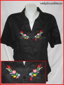 U.Krisztina kalocsai fekete lenvászon ing